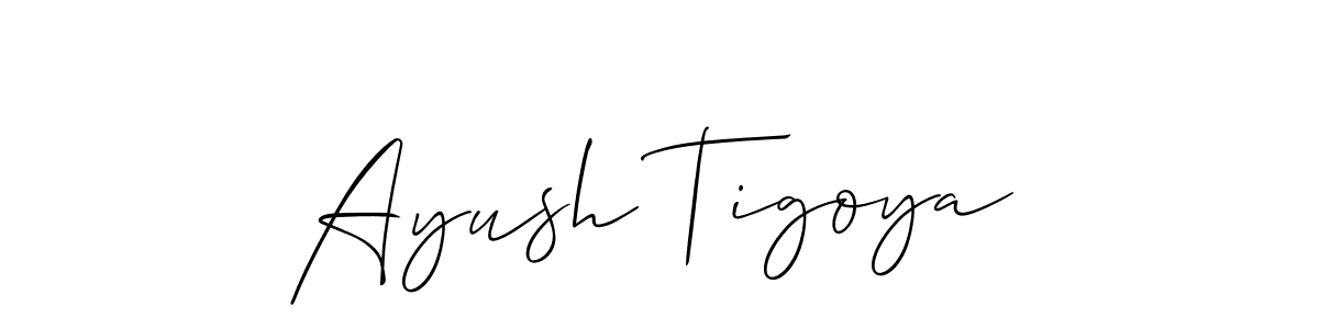 How to make Ayush Tigoya signature? Allison_Script is a professional autograph style. Create handwritten signature for Ayush Tigoya name. Ayush Tigoya signature style 2 images and pictures png