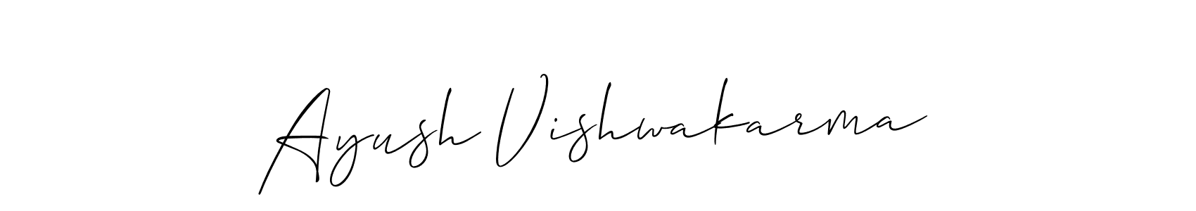 if you are searching for the best signature style for your name Ayush Vishwakarma. so please give up your signature search. here we have designed multiple signature styles  using Allison_Script. Ayush Vishwakarma signature style 2 images and pictures png