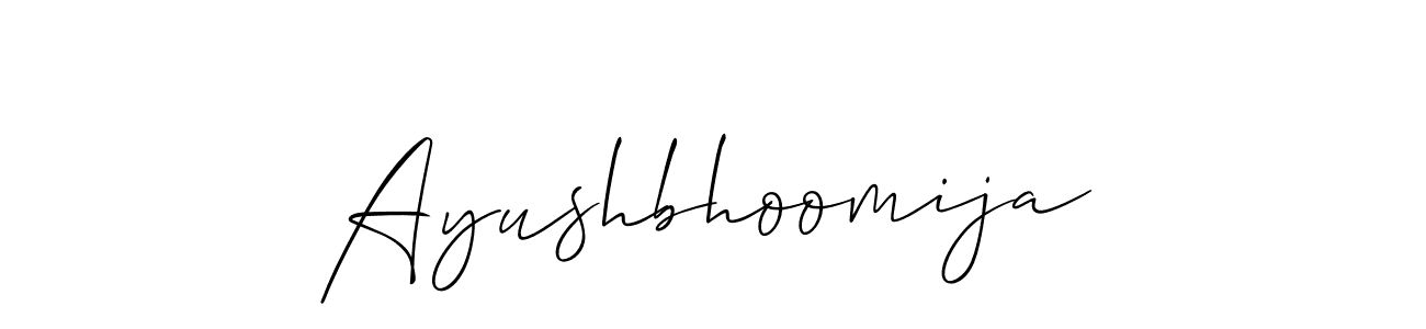 Create a beautiful signature design for name Ayushbhoomija. With this signature (Allison_Script) fonts, you can make a handwritten signature for free. Ayushbhoomija signature style 2 images and pictures png