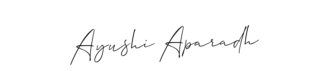 if you are searching for the best signature style for your name Ayushi Aparadh. so please give up your signature search. here we have designed multiple signature styles  using Allison_Script. Ayushi Aparadh signature style 2 images and pictures png