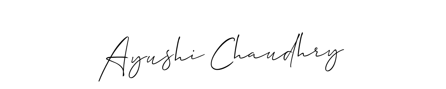 How to make Ayushi Chaudhry signature? Allison_Script is a professional autograph style. Create handwritten signature for Ayushi Chaudhry name. Ayushi Chaudhry signature style 2 images and pictures png