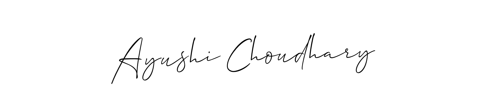 Use a signature maker to create a handwritten signature online. With this signature software, you can design (Allison_Script) your own signature for name Ayushi Choudhary. Ayushi Choudhary signature style 2 images and pictures png