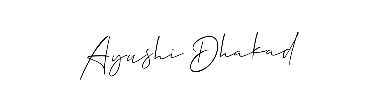 if you are searching for the best signature style for your name Ayushi Dhakad. so please give up your signature search. here we have designed multiple signature styles  using Allison_Script. Ayushi Dhakad signature style 2 images and pictures png