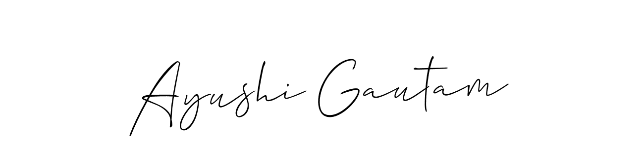 Also we have Ayushi Gautam name is the best signature style. Create professional handwritten signature collection using Allison_Script autograph style. Ayushi Gautam signature style 2 images and pictures png