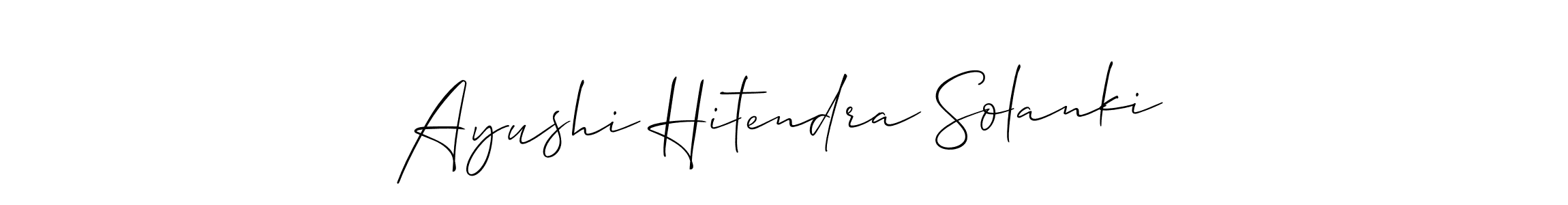 Use a signature maker to create a handwritten signature online. With this signature software, you can design (Allison_Script) your own signature for name Ayushi Hitendra Solanki. Ayushi Hitendra Solanki signature style 2 images and pictures png
