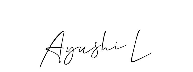 Use a signature maker to create a handwritten signature online. With this signature software, you can design (Allison_Script) your own signature for name Ayushi L. Ayushi L signature style 2 images and pictures png