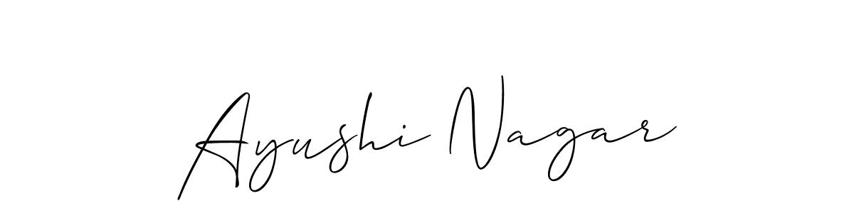 How to make Ayushi Nagar name signature. Use Allison_Script style for creating short signs online. This is the latest handwritten sign. Ayushi Nagar signature style 2 images and pictures png
