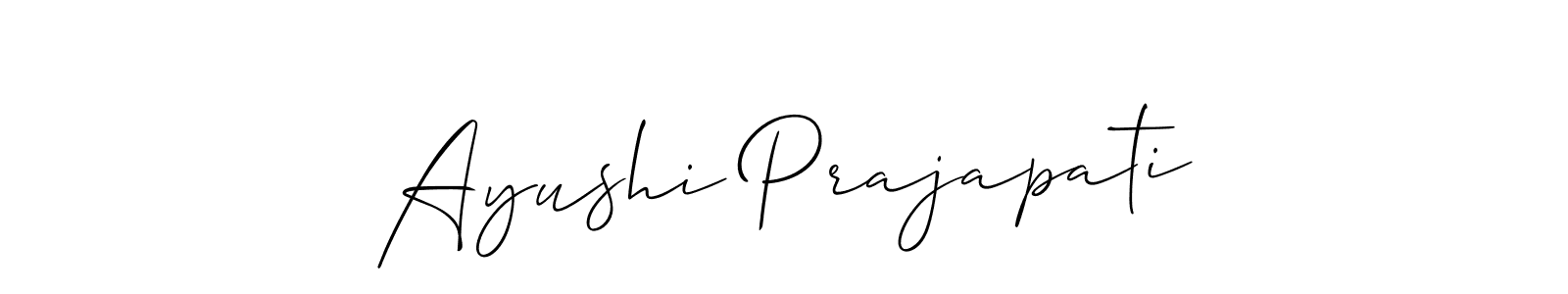 Also we have Ayushi Prajapati name is the best signature style. Create professional handwritten signature collection using Allison_Script autograph style. Ayushi Prajapati signature style 2 images and pictures png