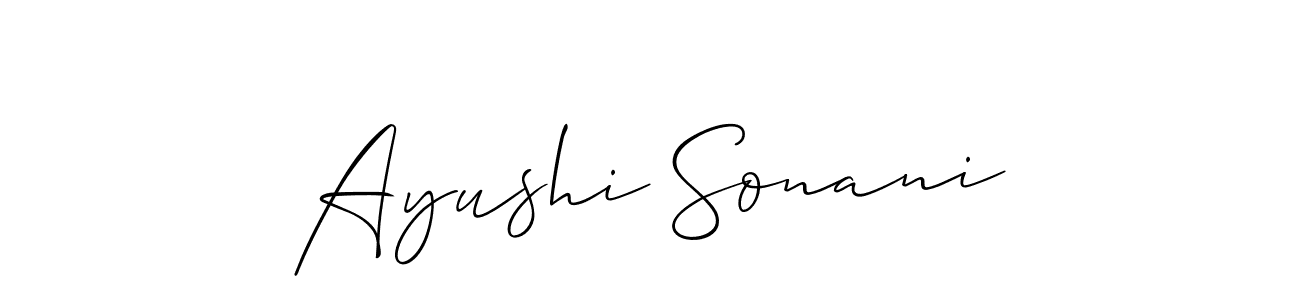 Ayushi Sonani stylish signature style. Best Handwritten Sign (Allison_Script) for my name. Handwritten Signature Collection Ideas for my name Ayushi Sonani. Ayushi Sonani signature style 2 images and pictures png
