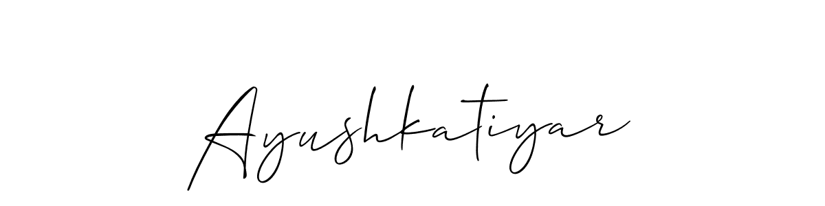 How to make Ayushkatiyar name signature. Use Allison_Script style for creating short signs online. This is the latest handwritten sign. Ayushkatiyar signature style 2 images and pictures png