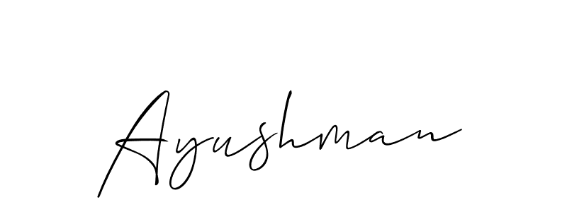Make a beautiful signature design for name Ayushman. With this signature (Allison_Script) style, you can create a handwritten signature for free. Ayushman signature style 2 images and pictures png