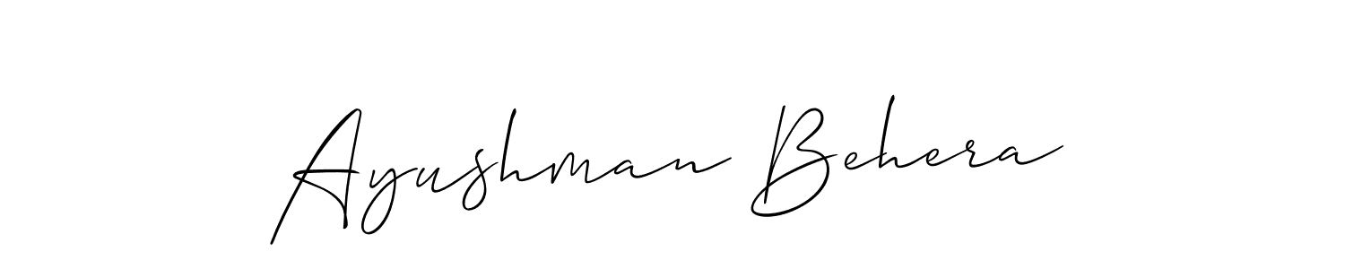 Make a beautiful signature design for name Ayushman Behera. With this signature (Allison_Script) style, you can create a handwritten signature for free. Ayushman Behera signature style 2 images and pictures png