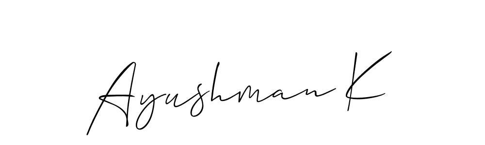 You should practise on your own different ways (Allison_Script) to write your name (Ayushman K) in signature. don't let someone else do it for you. Ayushman K signature style 2 images and pictures png