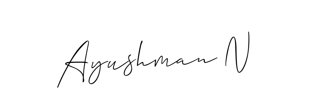 Allison_Script is a professional signature style that is perfect for those who want to add a touch of class to their signature. It is also a great choice for those who want to make their signature more unique. Get Ayushman N name to fancy signature for free. Ayushman N signature style 2 images and pictures png