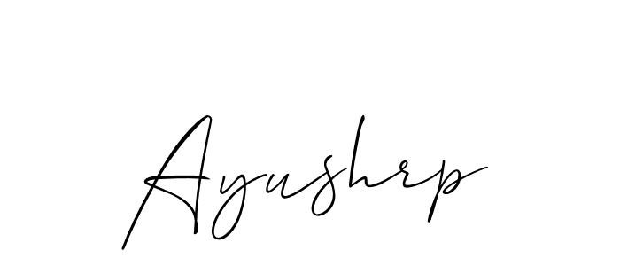 Make a beautiful signature design for name Ayushrp. With this signature (Allison_Script) style, you can create a handwritten signature for free. Ayushrp signature style 2 images and pictures png