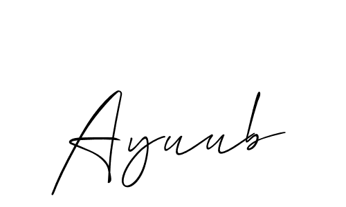 Use a signature maker to create a handwritten signature online. With this signature software, you can design (Allison_Script) your own signature for name Ayuub. Ayuub signature style 2 images and pictures png