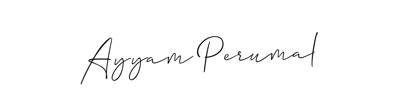 Create a beautiful signature design for name Ayyam Perumal. With this signature (Allison_Script) fonts, you can make a handwritten signature for free. Ayyam Perumal signature style 2 images and pictures png