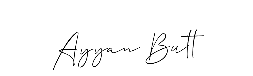 Also You can easily find your signature by using the search form. We will create Ayyan Butt name handwritten signature images for you free of cost using Allison_Script sign style. Ayyan Butt signature style 2 images and pictures png