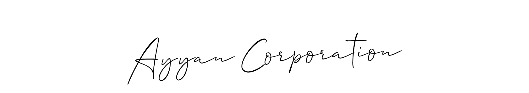 How to Draw Ayyan Corporation signature style? Allison_Script is a latest design signature styles for name Ayyan Corporation. Ayyan Corporation signature style 2 images and pictures png