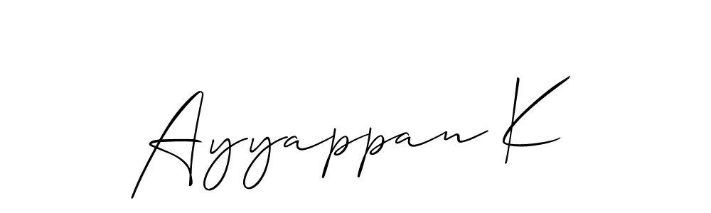 Ayyappan K stylish signature style. Best Handwritten Sign (Allison_Script) for my name. Handwritten Signature Collection Ideas for my name Ayyappan K. Ayyappan K signature style 2 images and pictures png