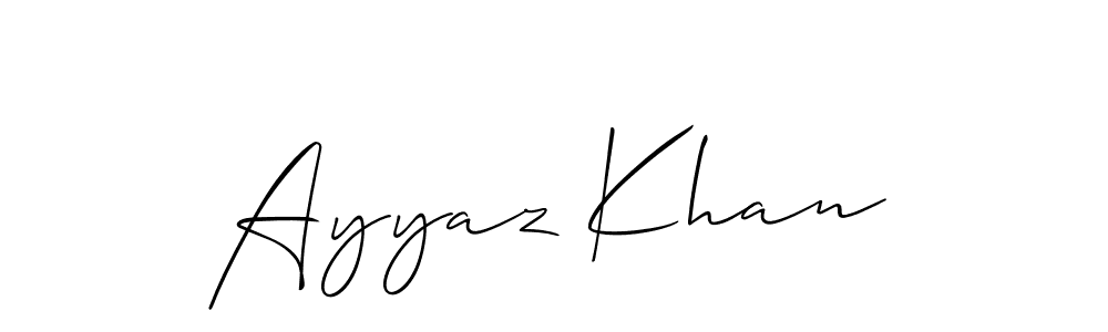 Make a beautiful signature design for name Ayyaz Khan. With this signature (Allison_Script) style, you can create a handwritten signature for free. Ayyaz Khan signature style 2 images and pictures png