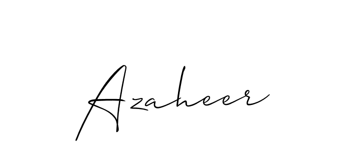 The best way (Allison_Script) to make a short signature is to pick only two or three words in your name. The name Azaheer include a total of six letters. For converting this name. Azaheer signature style 2 images and pictures png