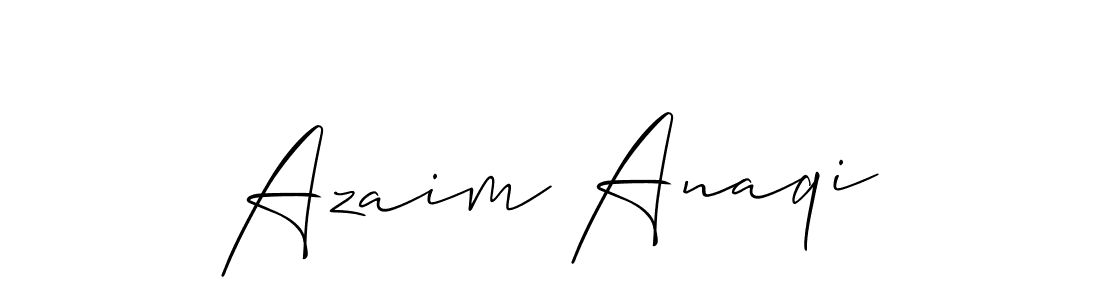 Make a beautiful signature design for name Azaim Anaqi. With this signature (Allison_Script) style, you can create a handwritten signature for free. Azaim Anaqi signature style 2 images and pictures png