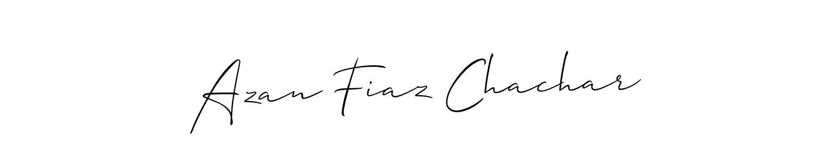 Use a signature maker to create a handwritten signature online. With this signature software, you can design (Allison_Script) your own signature for name Azan Fiaz Chachar. Azan Fiaz Chachar signature style 2 images and pictures png
