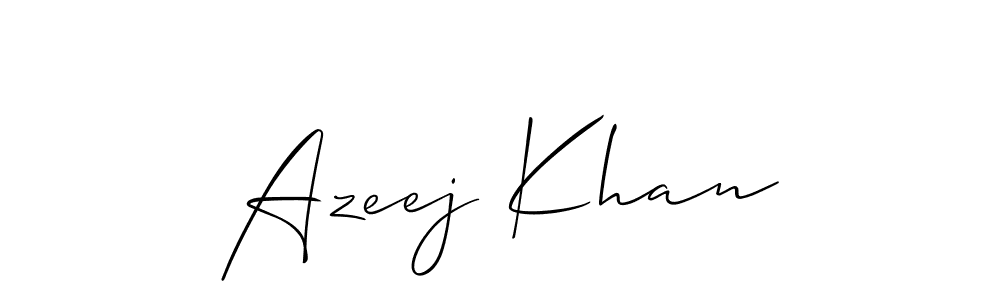 Allison_Script is a professional signature style that is perfect for those who want to add a touch of class to their signature. It is also a great choice for those who want to make their signature more unique. Get Azeej Khan name to fancy signature for free. Azeej Khan signature style 2 images and pictures png