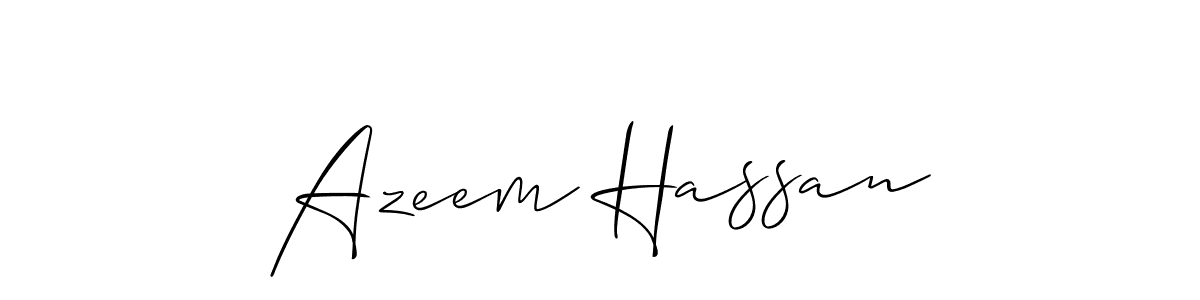 Use a signature maker to create a handwritten signature online. With this signature software, you can design (Allison_Script) your own signature for name Azeem Hassan. Azeem Hassan signature style 2 images and pictures png