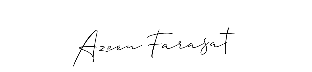 Make a beautiful signature design for name Azeen Farasat. With this signature (Allison_Script) style, you can create a handwritten signature for free. Azeen Farasat signature style 2 images and pictures png