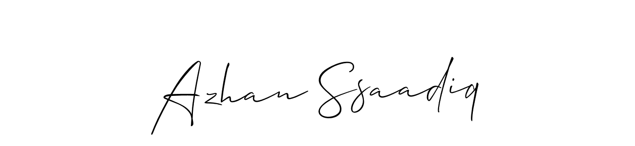 Make a beautiful signature design for name Azhan Ssaadiq. With this signature (Allison_Script) style, you can create a handwritten signature for free. Azhan Ssaadiq signature style 2 images and pictures png