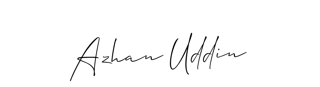 Make a beautiful signature design for name Azhan Uddin. With this signature (Allison_Script) style, you can create a handwritten signature for free. Azhan Uddin signature style 2 images and pictures png