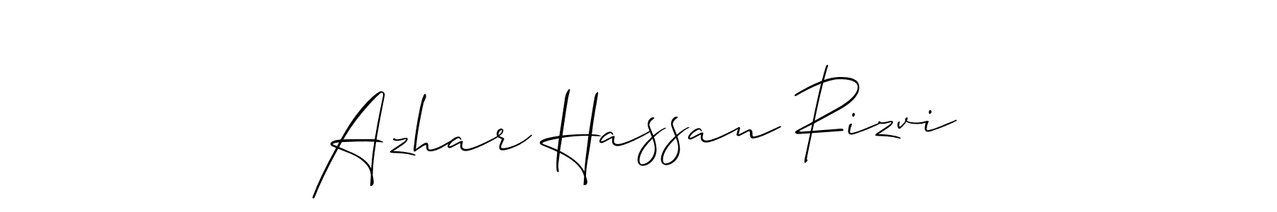 Make a short Azhar Hassan Rizvi signature style. Manage your documents anywhere anytime using Allison_Script. Create and add eSignatures, submit forms, share and send files easily. Azhar Hassan Rizvi signature style 2 images and pictures png