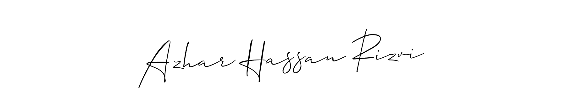 Create a beautiful signature design for name Azhar Hassan Rizvi. With this signature (Allison_Script) fonts, you can make a handwritten signature for free. Azhar Hassan Rizvi signature style 2 images and pictures png