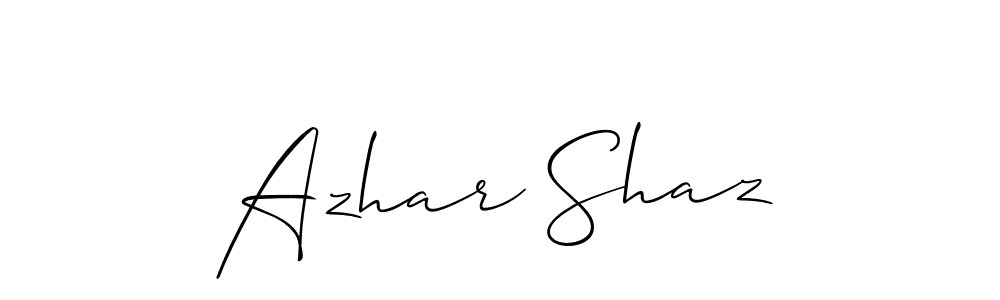 Make a beautiful signature design for name Azhar Shaz. With this signature (Allison_Script) style, you can create a handwritten signature for free. Azhar Shaz signature style 2 images and pictures png