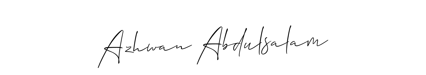 Create a beautiful signature design for name Azhwan Abdulsalam. With this signature (Allison_Script) fonts, you can make a handwritten signature for free. Azhwan Abdulsalam signature style 2 images and pictures png