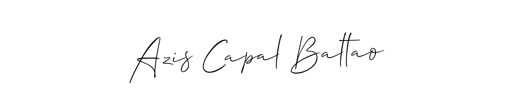 This is the best signature style for the Azis Capal Baltao name. Also you like these signature font (Allison_Script). Mix name signature. Azis Capal Baltao signature style 2 images and pictures png