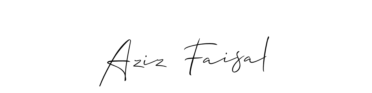 The best way (Allison_Script) to make a short signature is to pick only two or three words in your name. The name Aziz  Faisal include a total of six letters. For converting this name. Aziz  Faisal signature style 2 images and pictures png
