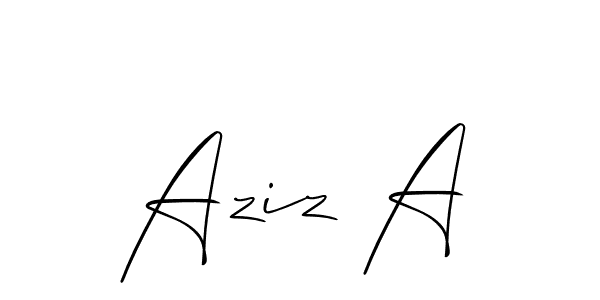 Similarly Allison_Script is the best handwritten signature design. Signature creator online .You can use it as an online autograph creator for name Aziz A. Aziz A signature style 2 images and pictures png