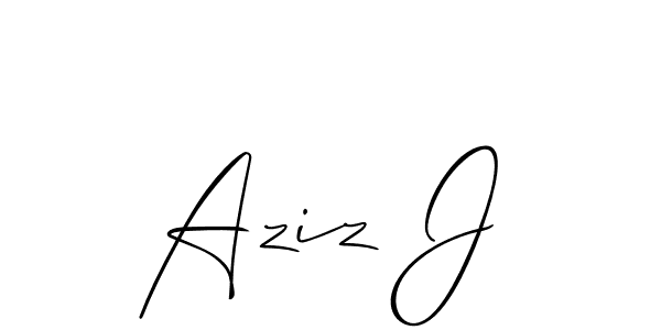 Allison_Script is a professional signature style that is perfect for those who want to add a touch of class to their signature. It is also a great choice for those who want to make their signature more unique. Get Aziz J name to fancy signature for free. Aziz J signature style 2 images and pictures png