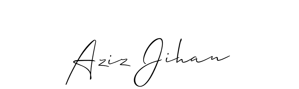 Also You can easily find your signature by using the search form. We will create Aziz Jihan name handwritten signature images for you free of cost using Allison_Script sign style. Aziz Jihan signature style 2 images and pictures png