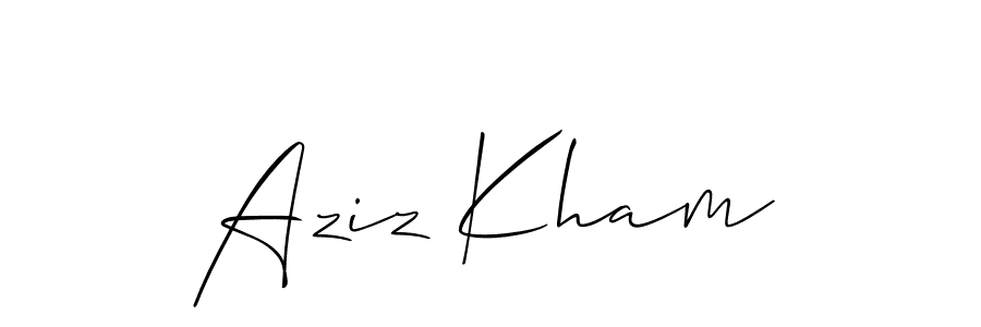 Allison_Script is a professional signature style that is perfect for those who want to add a touch of class to their signature. It is also a great choice for those who want to make their signature more unique. Get Aziz Kham name to fancy signature for free. Aziz Kham signature style 2 images and pictures png