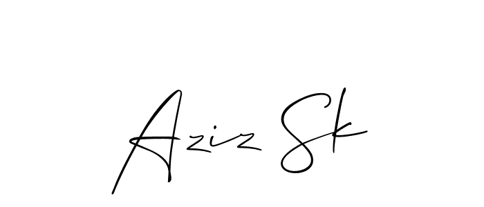 Allison_Script is a professional signature style that is perfect for those who want to add a touch of class to their signature. It is also a great choice for those who want to make their signature more unique. Get Aziz Sk name to fancy signature for free. Aziz Sk signature style 2 images and pictures png