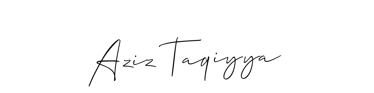 Aziz Taqiyya stylish signature style. Best Handwritten Sign (Allison_Script) for my name. Handwritten Signature Collection Ideas for my name Aziz Taqiyya. Aziz Taqiyya signature style 2 images and pictures png