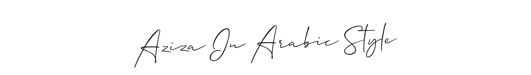 Allison_Script is a professional signature style that is perfect for those who want to add a touch of class to their signature. It is also a great choice for those who want to make their signature more unique. Get Aziza In Arabic Style name to fancy signature for free. Aziza In Arabic Style signature style 2 images and pictures png