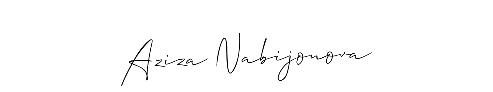 Similarly Allison_Script is the best handwritten signature design. Signature creator online .You can use it as an online autograph creator for name Aziza Nabijonova. Aziza Nabijonova signature style 2 images and pictures png