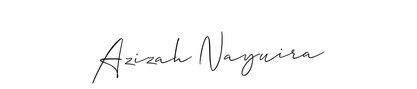 if you are searching for the best signature style for your name Azizah Nayuira. so please give up your signature search. here we have designed multiple signature styles  using Allison_Script. Azizah Nayuira signature style 2 images and pictures png
