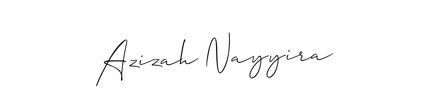 if you are searching for the best signature style for your name Azizah Nayyira. so please give up your signature search. here we have designed multiple signature styles  using Allison_Script. Azizah Nayyira signature style 2 images and pictures png