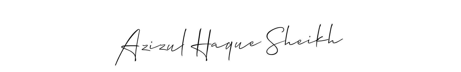 Use a signature maker to create a handwritten signature online. With this signature software, you can design (Allison_Script) your own signature for name Azizul Haque Sheikh. Azizul Haque Sheikh signature style 2 images and pictures png